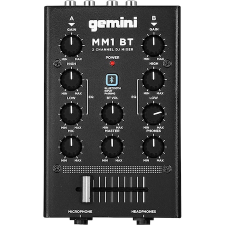 Gemini 2 channel Analog DJ mixer Bluetooth Input MM1BT